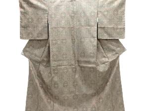 未使用品　亀甲に抽象模様織出し西陣お召着物